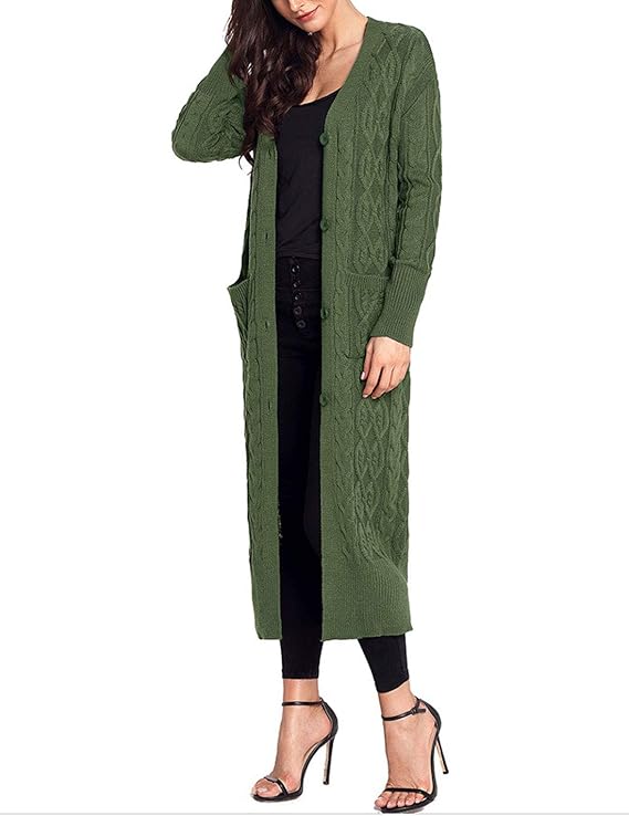 maxi cable knit cardigan