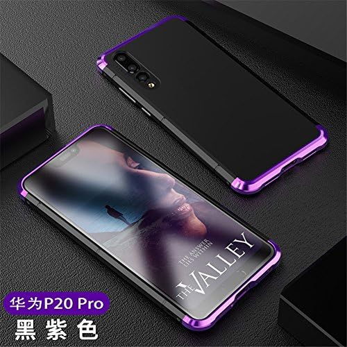Huawei P20 Pro Case, LWGON Unique Design Guardian Series Original Aluminum Metal Shockproof Bumper Frame Case with Hard Plastic PC Back Cover for Huawei P20 Pro (p20 p M+PC Purple)