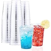 BYSNOW 100 Pack 12 oz Clear Plastic Cups, Disposable Wine Cups for Cocktail Party, Polystyrene Hard Plastic Cup with Higher Heat Resistance(12oz 100count)