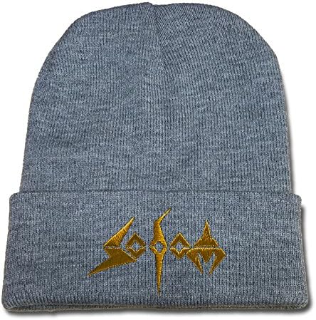 BARONL Sodom Band Logo Beanie Fashion Unisex Embroidery Beanies Skullies Knitted Hats Skull Caps - Grey