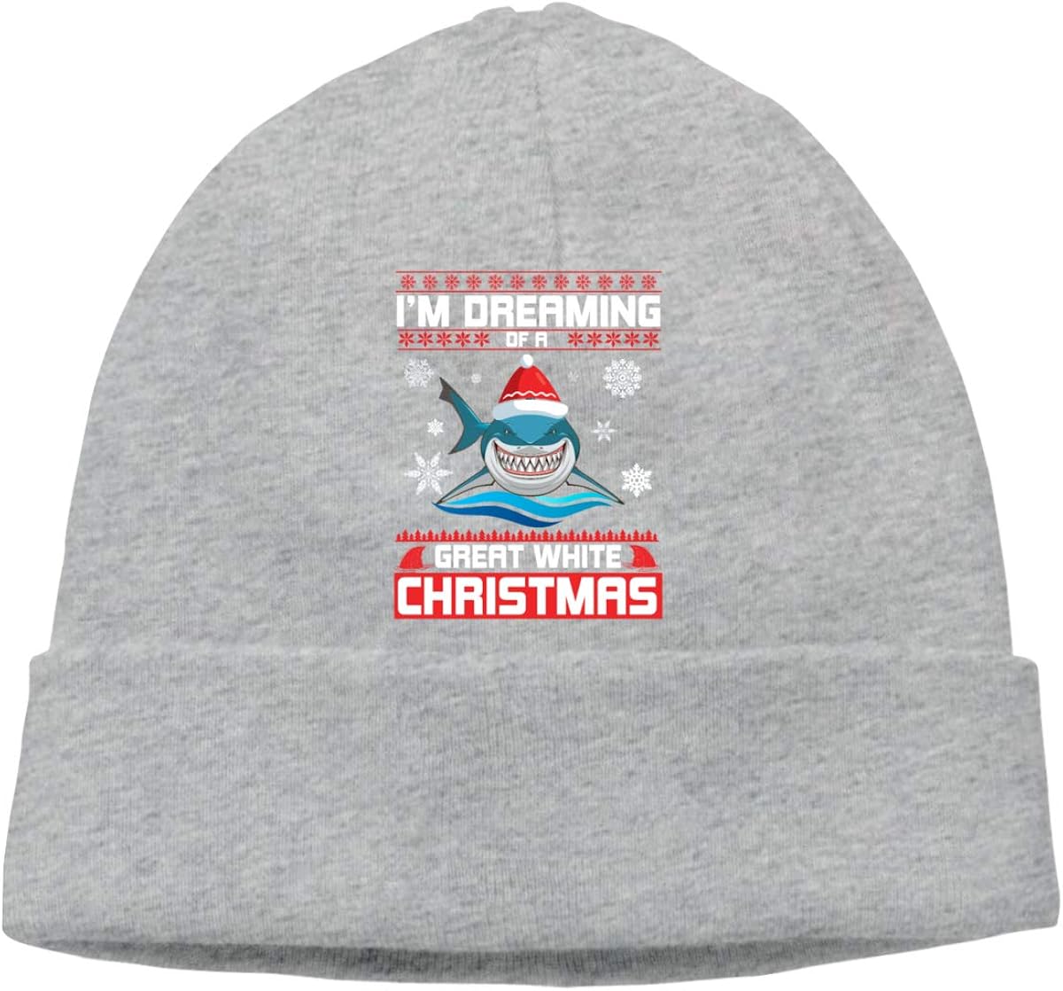 I M Dreaming of A Great White Shark Christmas Beanie Cap Knit Hats Men&Women