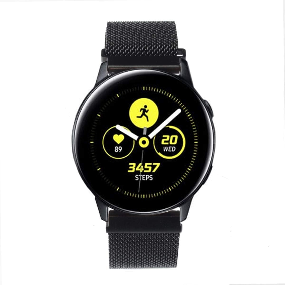 GOSETH Compatible with Samsung Galaxy Watch Active (40mm) Bands/Active2 (44mm) Bands, 20mm Mesh Stainless Steel Strap for Galaxy Watch Active/Active2 (Black)