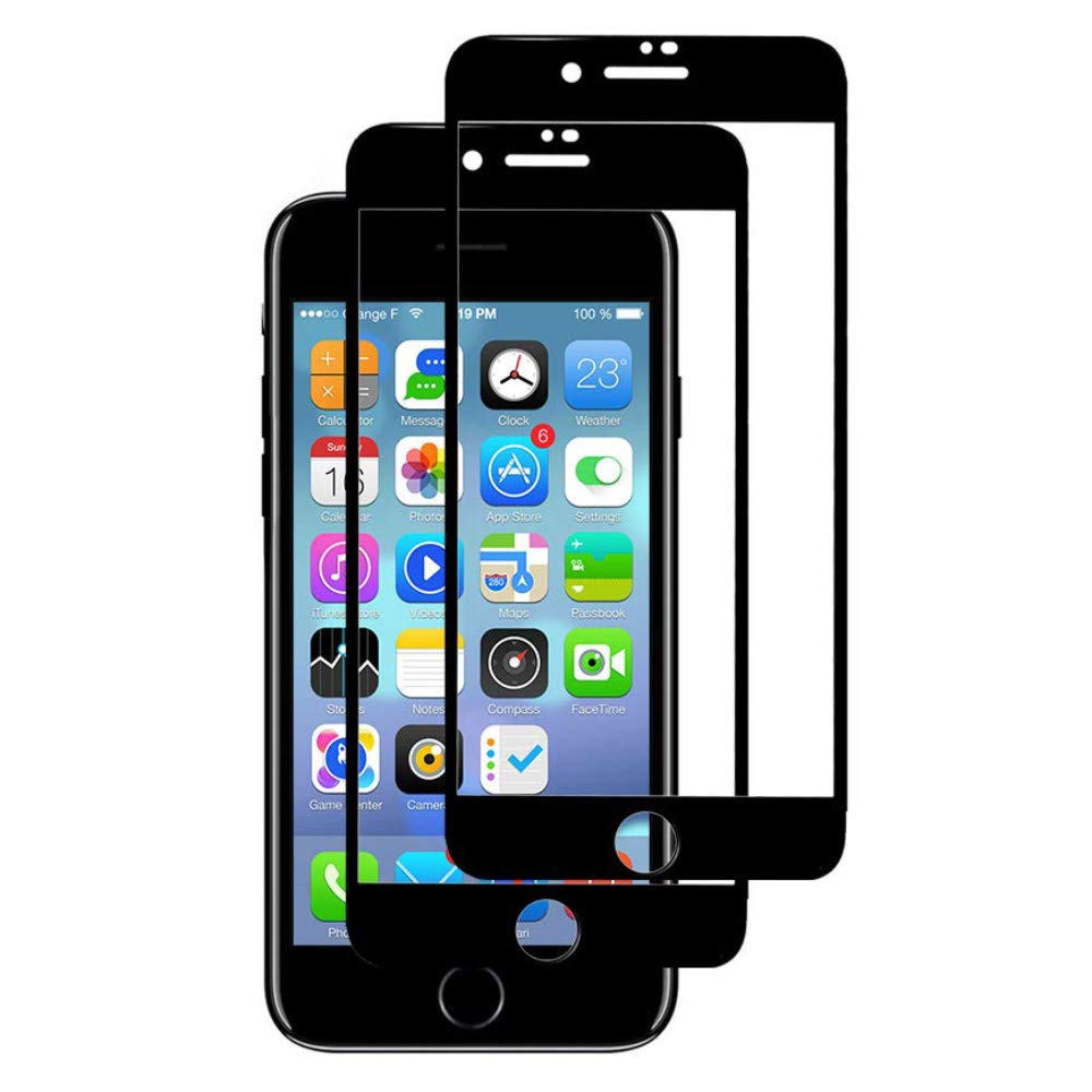 UEEBAI Screen Protector for iPhone 7 Plus 8 Plus, 2 Pack Full Coverage Premium 9H Hardness Tempered Glass Screen Protector [Case-Friendly] Bubble-free Shatterproof Anti-Scratch Protective Film -Black