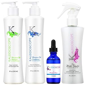 Kaleidoscope Moisture Silk Shampoo + Conditioner + Leave in 8oz + Drops 2oz