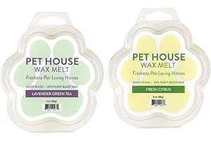 One Fur All Pet House Wax Melts - Lavender Green Tea/Fresh Citrus Pack of 2 - Pet Odor Eliminating Wax Melts - Long-Lasting Scented Wax Melts - Pet-Friendly Wax Melts - Natural Wax Melts