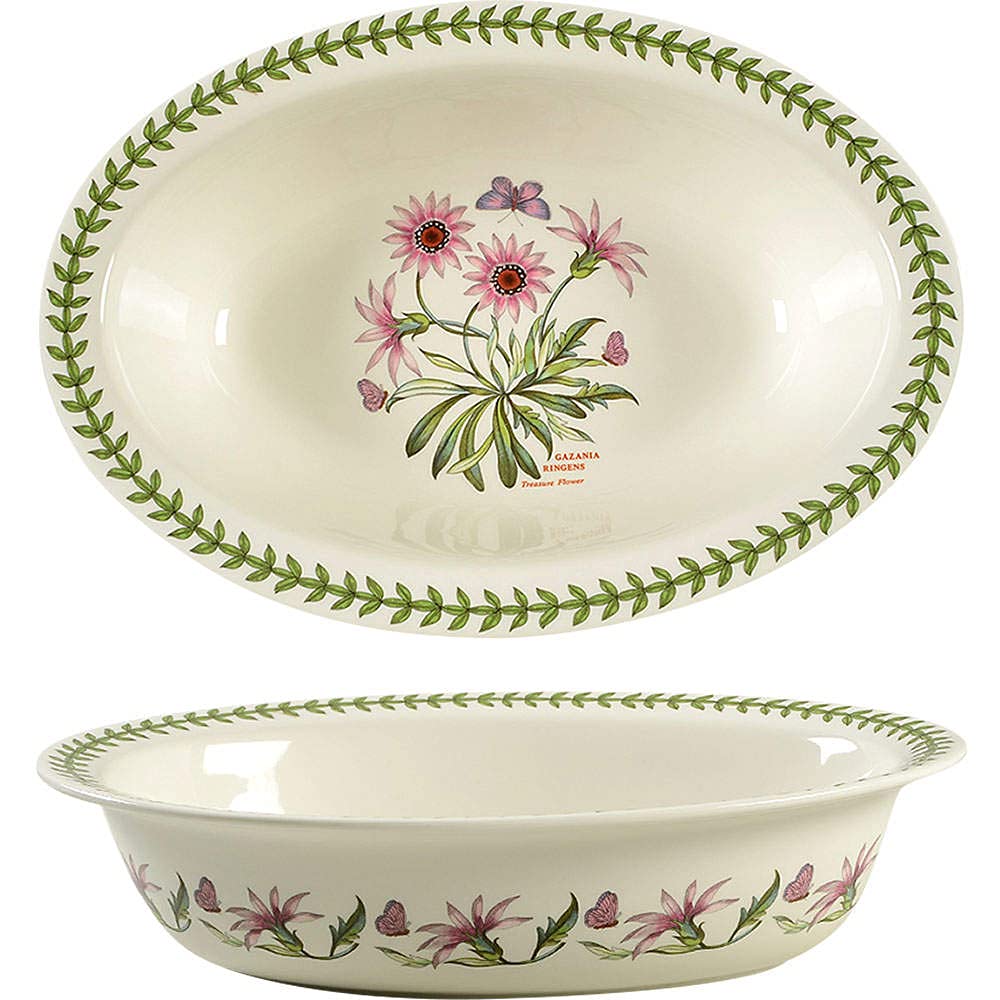 Portmeirion x Botanic Garden Oval Pie Dish - Elegant Porcelain Pie Dish, Suitable for Baking, Serving Pies, Tarts, Quiches, or Desserts, Durable and Stylish for Everyday Use or Entertaining