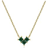 Turandoss Christmas Gifts for Grandkids - 14K Gold Plated 12 Month Created Blue Green Emerald Pendent Birthstone Necklaces for Women Teen Girls Jewelry Stocking Stuffers for Teen Girls Kids