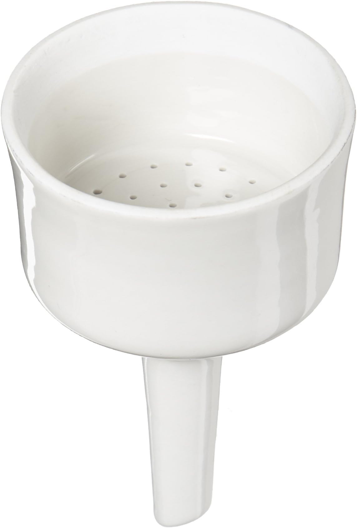 CoorsTek 60239 Porcelain Ceramic Buchner Funnel with Fixed Perforated Plate, 30mL Capacity, 89mm Height, 35-40mm Filter Paper Diameter