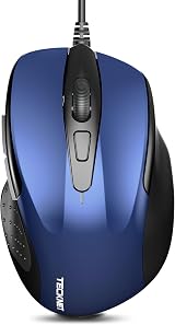TECKNET USB Wired Mouse 6400 DPI 6-Button Ergonomic USB Plug and Play view 1