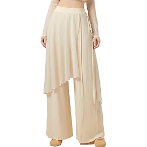 Ocealan Women Palazzo Pants Classical Dance Practice Uniform Elastic Waist Loose Fit Trousers for Office