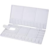 Shappy Watercolor Palette 33 Compartments Folding Paint Tray | 28 Wells and 5 Mixing Areas, with Thumbhole Brush Holders, Plastic Painting Palette for Gouache Acrylic Oil