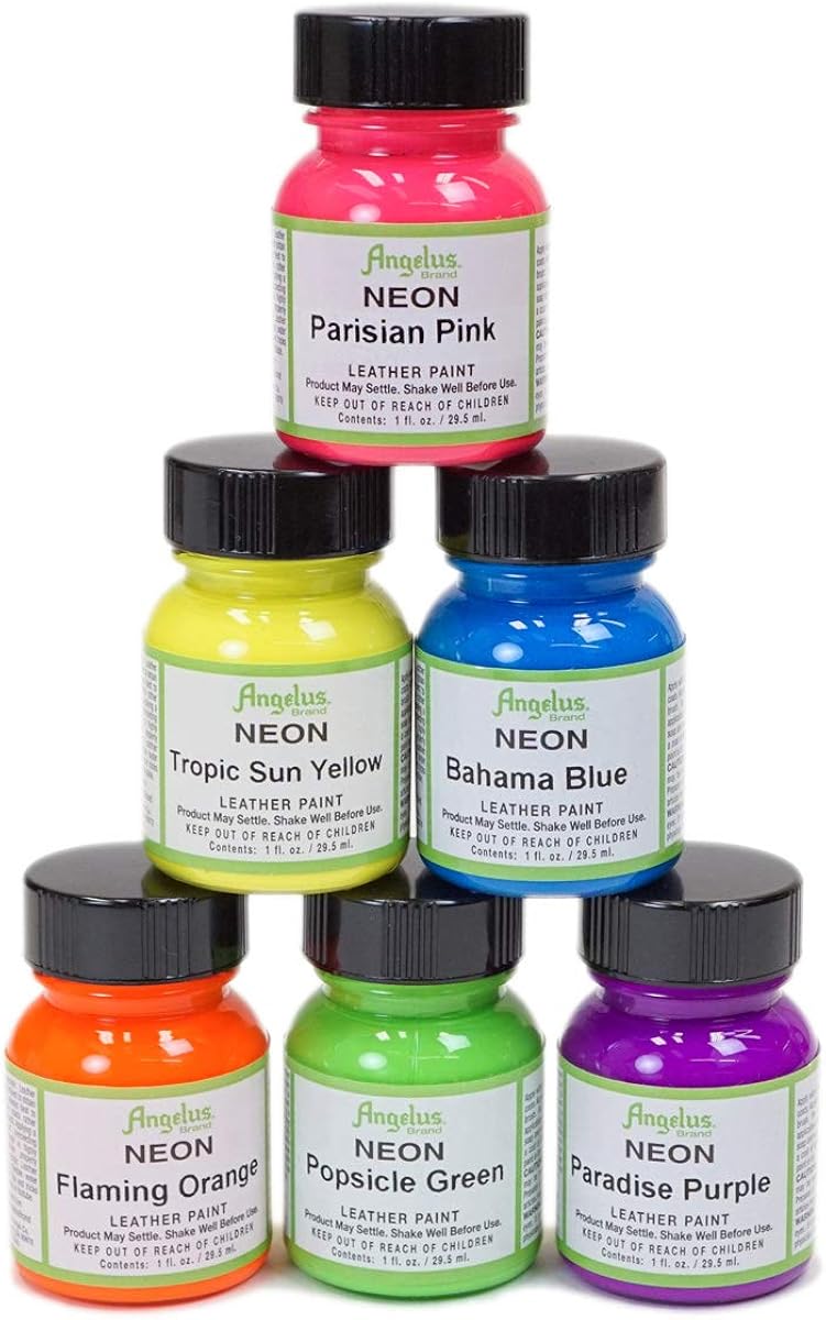 Angelus Neon Acrylic Paint Starter Kit, 6 Pack BigaMart