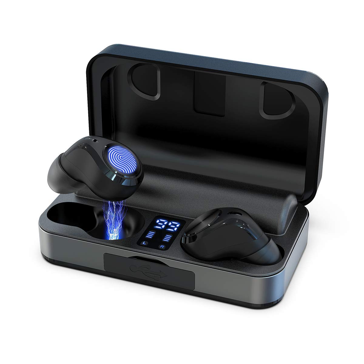 True Wireless Earbuds, Bluetooth 5.0 Headphones Waterproof Long Continuous Playtime with Built-in Mic 3000mAh Charging Case Touch Control TWS Hi-Fi Stereo Deep Bass Noise Cancelling Headset