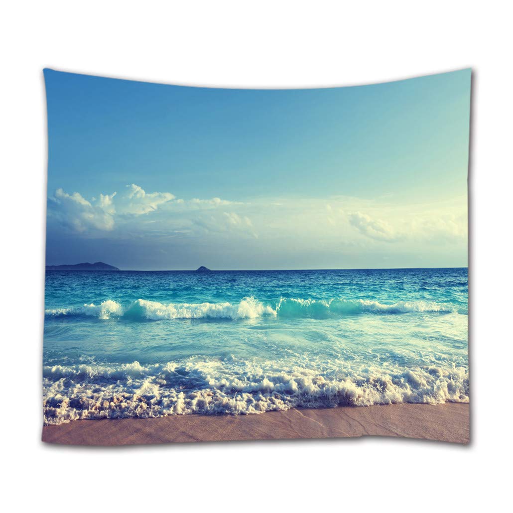 goodbath Ocean Waves Tapestry, Beach Coastal Wall Hanging Art for Bedroom Living Room Dorm, 80 x 60 Inch, Navy Blue
