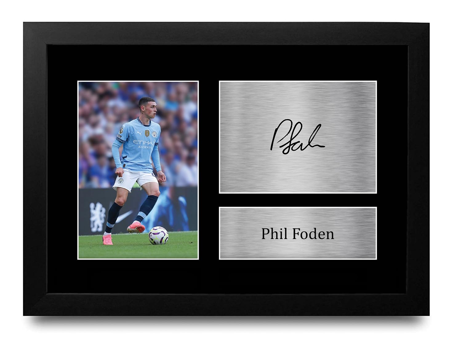HWC Trading Phil Foden Manchester City Man City Gifts Printed Signed Autograph Picture for Fans and Supporters - A4 Framed