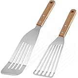 Grilljoy 2-Piece Slotted Fish Spatulas - 9 inch & 12 inch Fish Flippers - Flexible Stainless Steel Blade With Beveled Edge - 