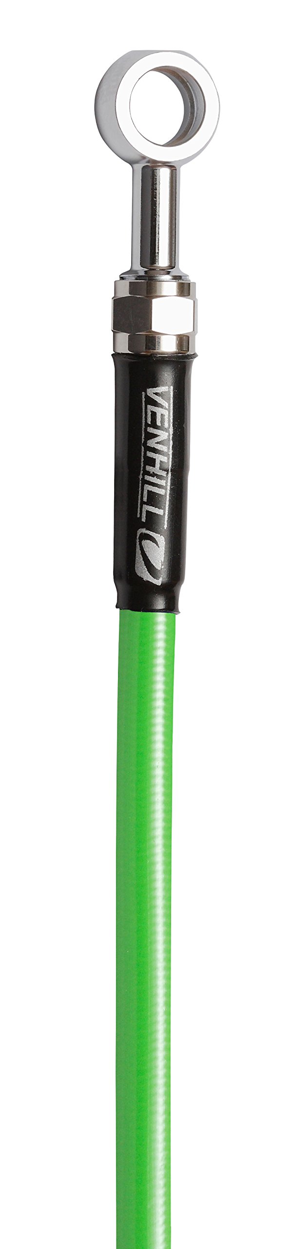 KAW-6019R Braided Stainless Steel Rear Brake Line for Kawasaki Ninja 650 ER-6n ER-6f Non-ABS 2006-2016 - Lime Green w/Chrome Banjos and Bolts