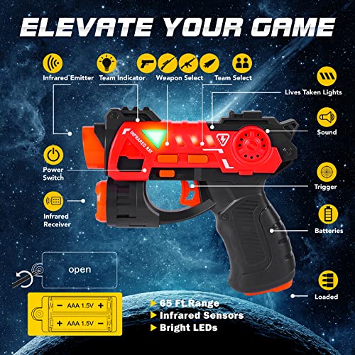 VATOS Laser Tag Set, 2 Mini Guns with Badges, for 2 Players Indoor and Outdoor, Group Activity for Kids Ages 4-7