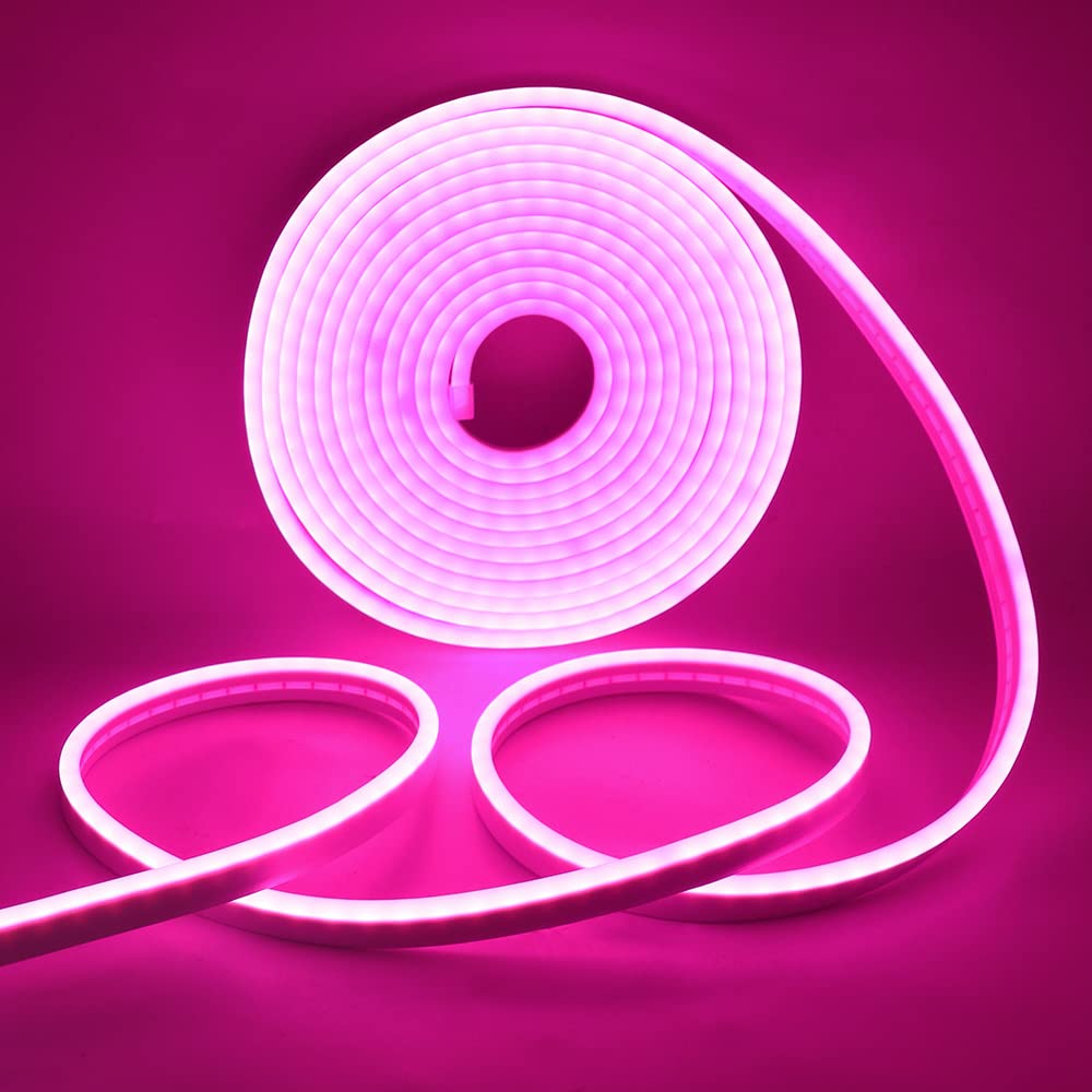 KISUFU LED Strip Light, 5m Neon Rope Light,120 LEDs/m Neon Light Strip, 5V 2835 Waterproof Silicone Flexible LED Strips,USB Neon Rope Light for Kitchen Bedroom Party Outdoor Indoor Decoration(2m,Pink)