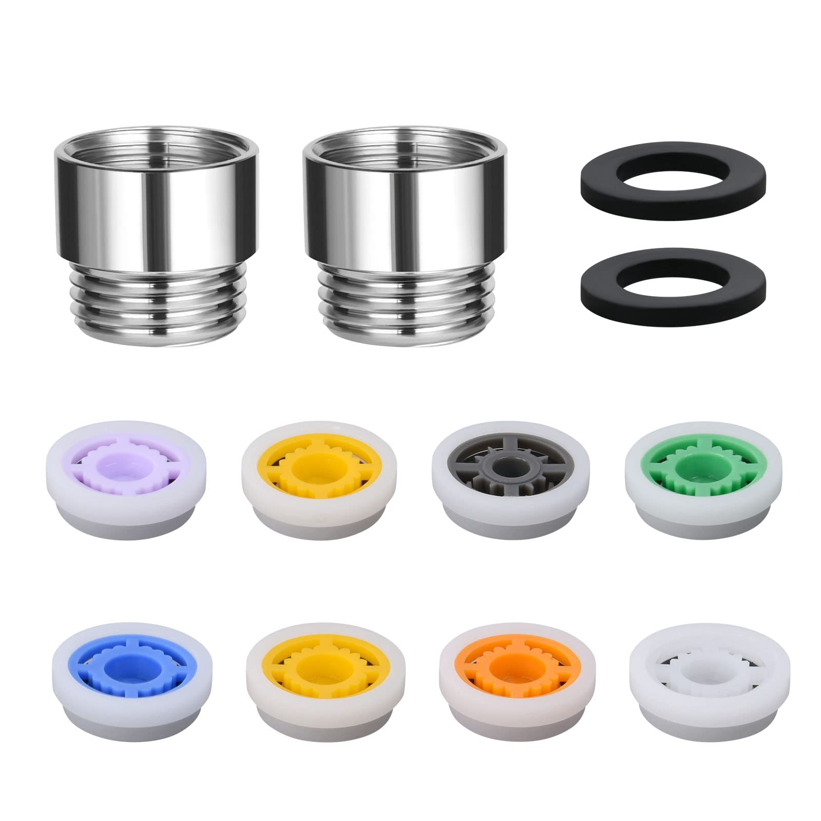 flintronic Shower Flow Reducer Limiter Set, Shower Flow Restrictor,Water Saver Tap Filter, 2Pcs Water Saving Shower Head & 8 Different Flows(4-15L/min), Universal Faucet Aerator Replacement Parts