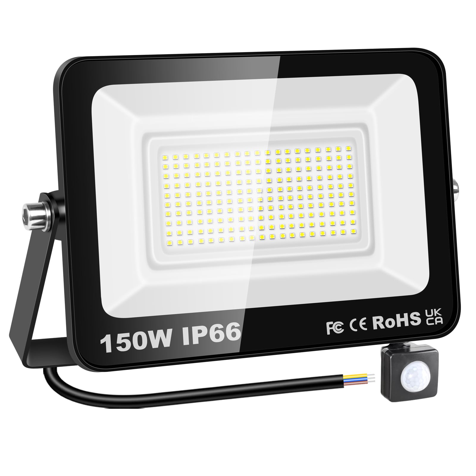 RIGIDON 150W Motion Sensor Light Outdoor 15000LM Super Bright LED Flood Outdoor Lights 6000K Daylight White IP66 Waterproof Security Lights for Garden, Garage, Yard, Sports Ground, Patio (watts, 150)