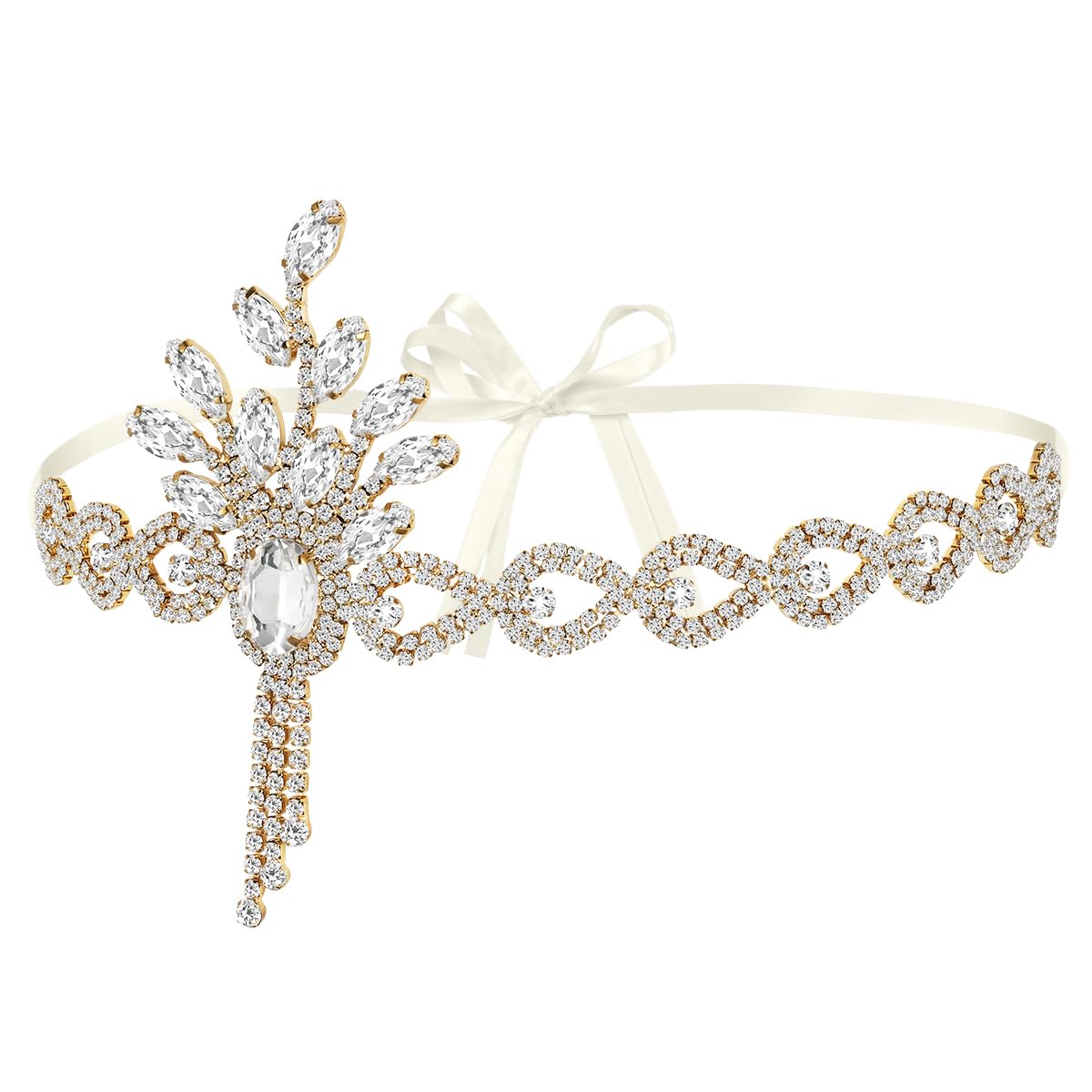 Lurrose 1920s Headband for Women Vintage 1920s Hair Accessories for Women Wedding Party Costume Flapper Accessories Crystal Tiara