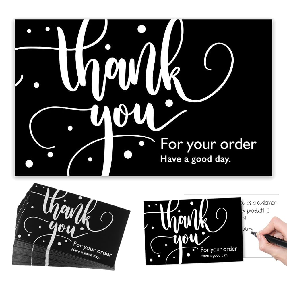 100 PCS Thank You for Your Order Cards Small Thanks Greeting Cards 3.5 * 2 Inch Customer Appreciation Note Cards for Employees Volunteers Business Retail Store