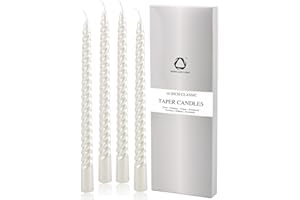 SEVEN LUCKY LIGHT Taper Candles,10 inches Ture Dripless White Candlesticks,8 hrs Clean Burning Candle Sticks,4 Packs Candlesticks Set,Great Dinner Candles,Wedding Candles
