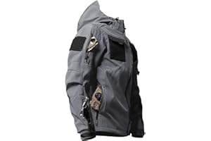 Men's Tactical Soft Shell Jacket Lightweight Water-Resistant Spring Fall Windbreaker Zip up Hooded Coat with Pockets