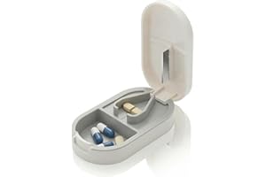Pill Cutter Splitter for Small or Large Pills, Portable Pill Splitter with Hidden Professional Organizer and Brush, Tablet Cu