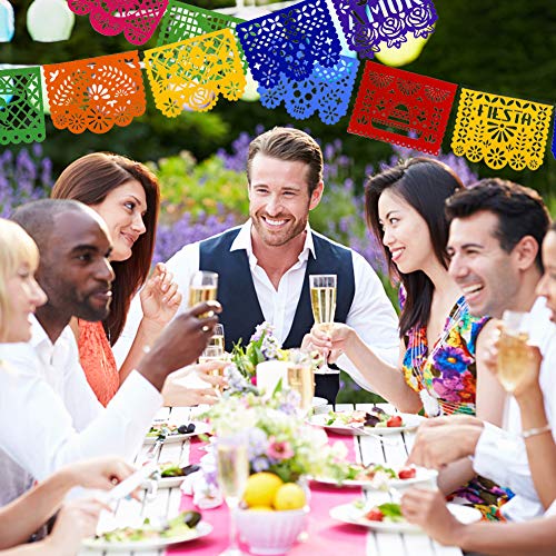 Johouse Mexican Felt Banner, 12PCS Day of The Dead Decorations Mexican Fiesta Garland