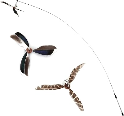 Cobee Cat Wand Toy with 2 Feather Refills, 35.5in Long Reach Cat Teaser