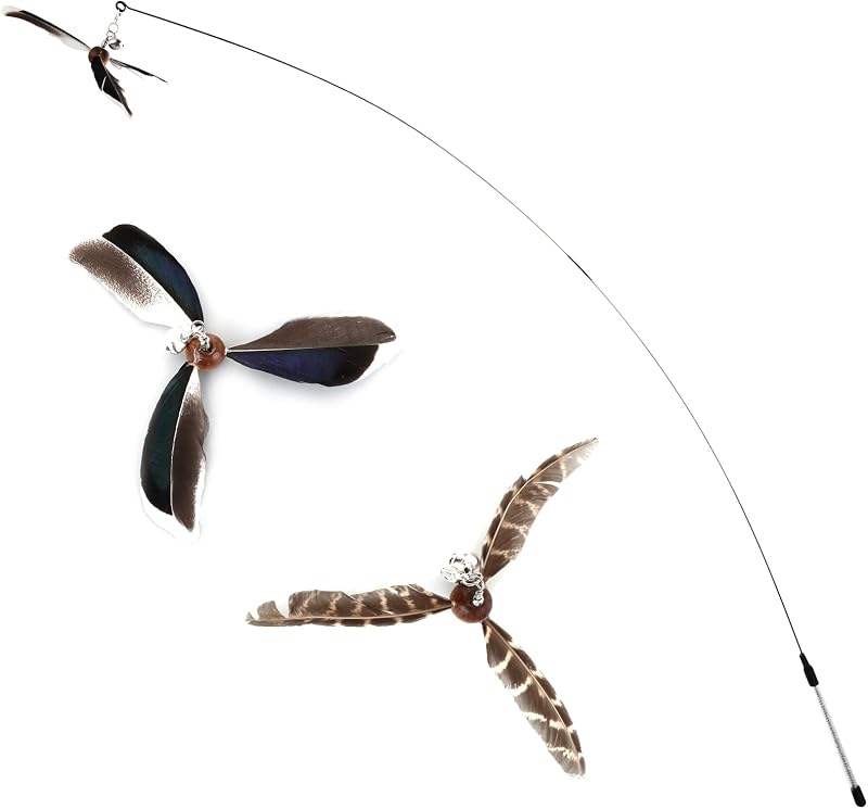 Cobee Cat Wand Toy with 2 Feather Refills, 35.5in Long Reach Cat Teaser