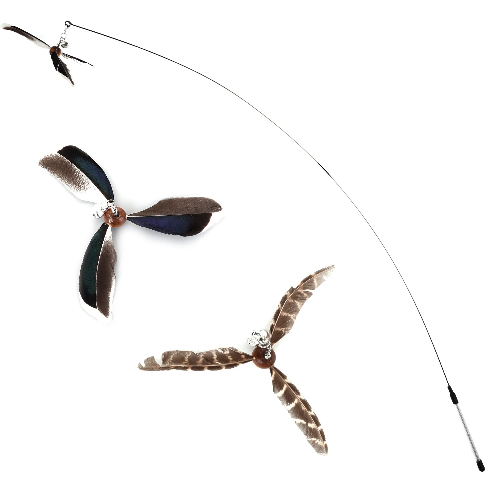 Cobee Cat Feather Propeller Wand Toy, Cat Feather Toys Replacement, Replacement Refill Feather Interactive Cat Chaser Toys, Kittens Wand Refills Attachments for Kitten Training Exerciser Accessories — image 1