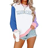 ASTANFY Magic Kingdom Sweatshirt Women Magical Castle Embroidered long Sleeve Shirt Cute Family Vacation Pullover Tops