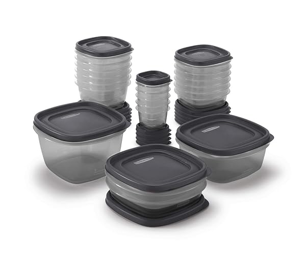 RUBBERMAID EASYFINDLIDS FOOD STORAGE CONTAINERS WITH SILVERSHIELD ANTIMICROBIAL PROTECTION, 42-PIECE SET, BPA-FREE, GREY