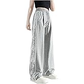 GORGLITTER Women's Lace Trim Wide Leg Sweatpants Y2k Baggy Sweatpants Aesthetic Workout Gym Joggers Trouser