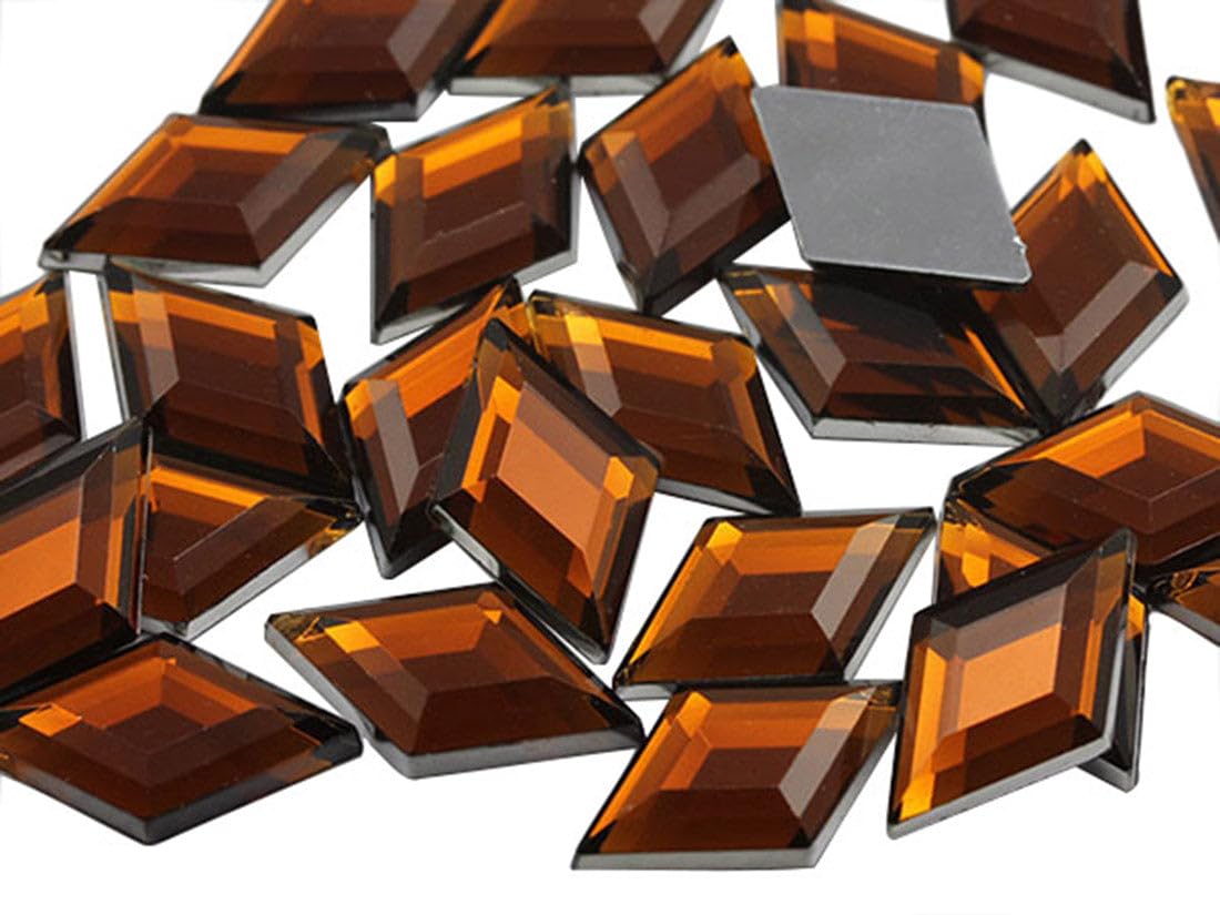 11x18mm Flat Back Diamond Acrylic Rhinestones Plastic Gems for Jewelry Making Costume Jewels Cosplay Embelishments - 35 Pieces (Brown Smokey Topaz H113) — image 1
