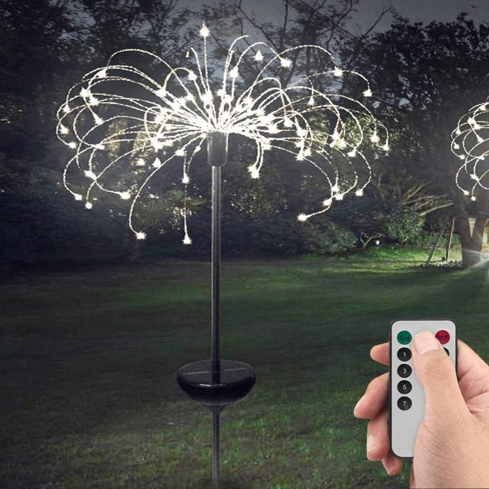 UWY 120LED Solar Firework Lights, 2 Pack Copper Firework Led Light with