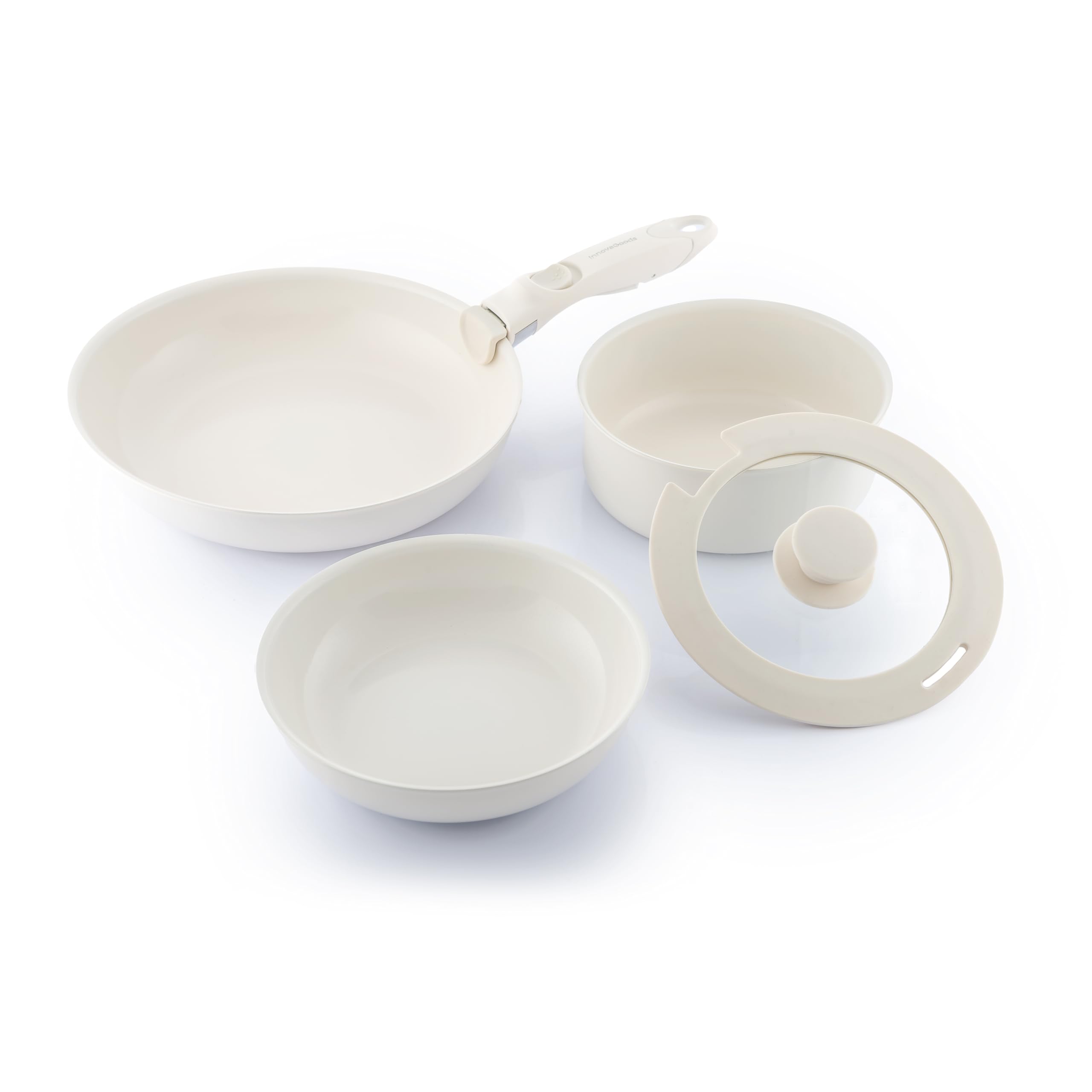 Set of Pans with Removable Handle and Lid Passet InnovaGoods 5 Pieces, Beige