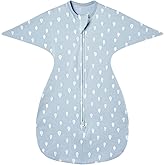 insular Baby Transitional Swaddle with 2-Way Zipper Newborn Sleep Sack Arms Up Infant Sleeping Bag Wearable Blanket, Raindrop, 3-6 Month