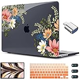 CISSOOK Compatible with MacBook Air 13.6 Inch Case 2026 2025 2024 2023 2022, Plastic Hard Shell Case with Keyboard Cover for MacBook Air 13.6 M2 M3 M4 Chip A2681 A3113 A3240 Model, Retro Flower