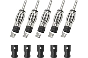 SHUKEFER 5PCS DIN Plug Car Connector DIN Plug Car Radio Antenna Adapter Solder Type Antenna Cable Repair Kit for Auto Radio F