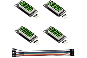 HiEmbedLogic Four Digit 0.36" Digital Display LED Seven Segments Double Dots Module Inbuilt TM1637 Serial Driver Board (Green Color- 4 pcs)