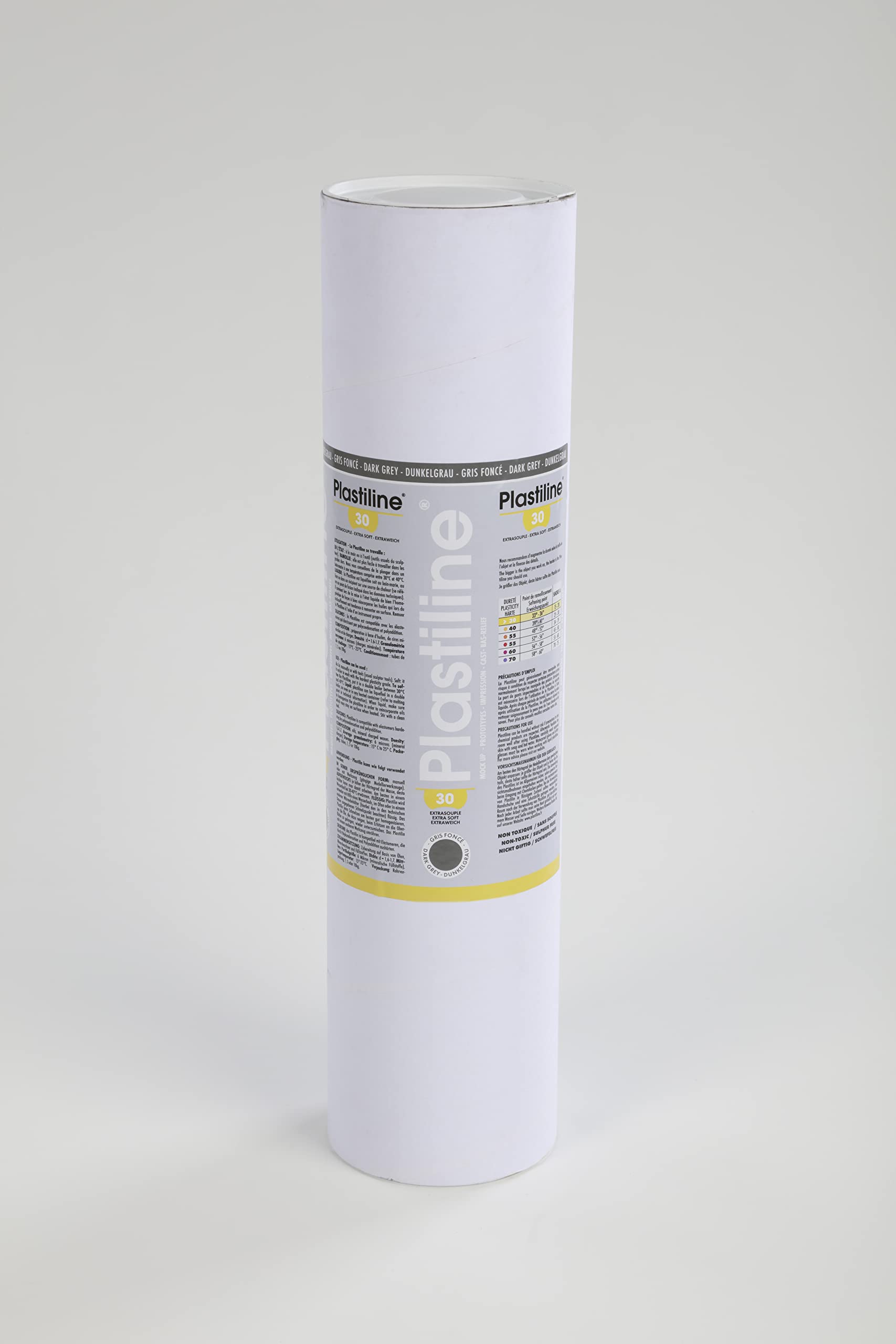 Plastiline 5730T - Plastiline tube - Modelling Paste, High Precision - Modelling, Sculpting, Moulding - Hardness 30 - 5 kg - dark grey - Made in France