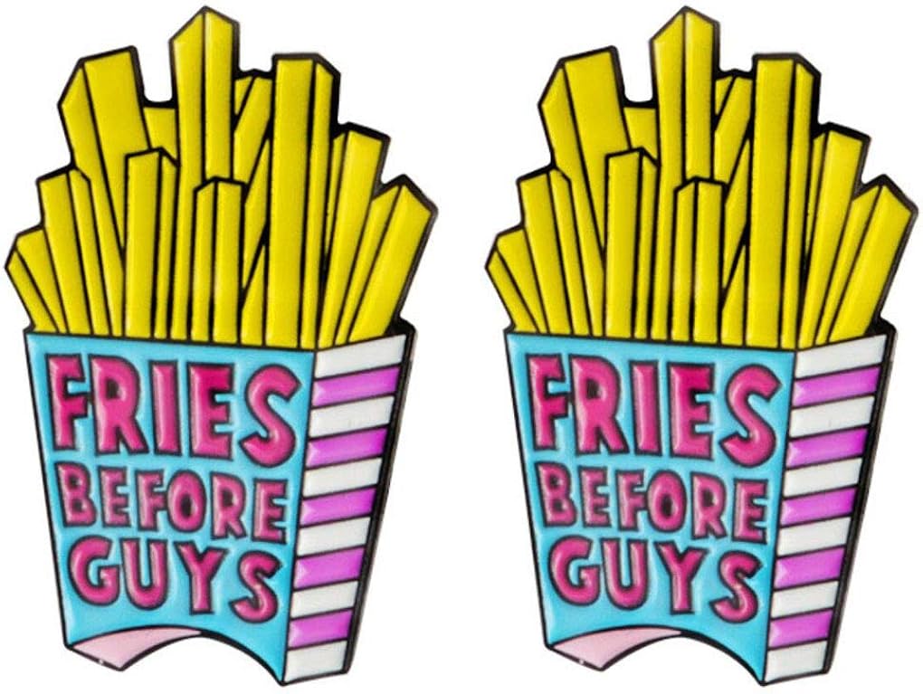 Charmart Fries Before Guys Lapel Pin 2 Piece Set French Fries Enamel Brooch Pins Badges Gifts