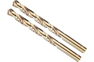 METALLIXITY Drill Bit (3/8") 2Pcs, M35 Cobalt High-Speed Steel Straight Shank Spiral Flute 135°Point Tip Gold Finish for Stai