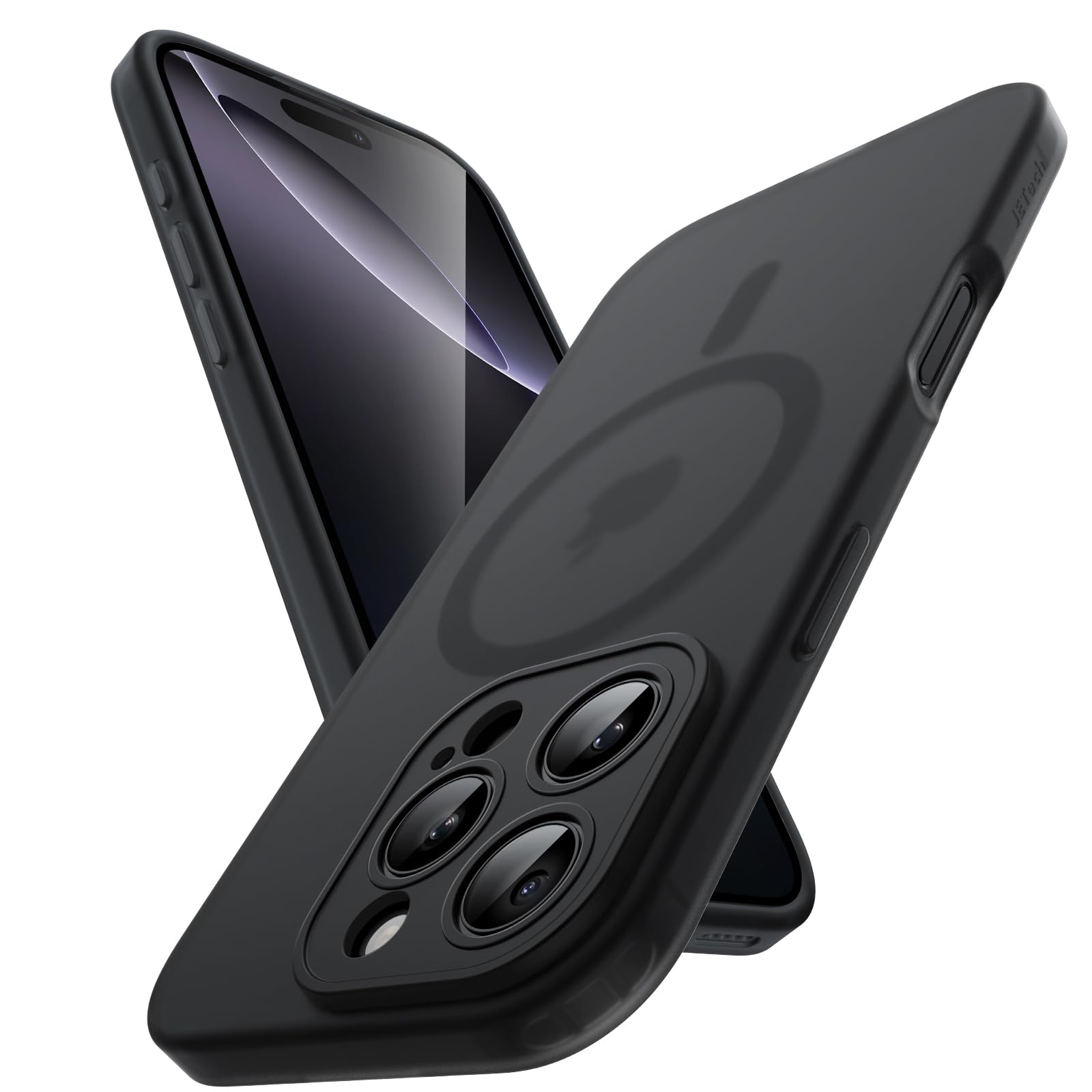 Photo 1 of JETech Matte Case for iPhone 16 Pro 6.3-Inch Compatible with MagSafe, Non-Yellowing and Anti-Fingerprint, Shockproof Translucent Frosted TPU Soft Phone Cover (Black Titanium)