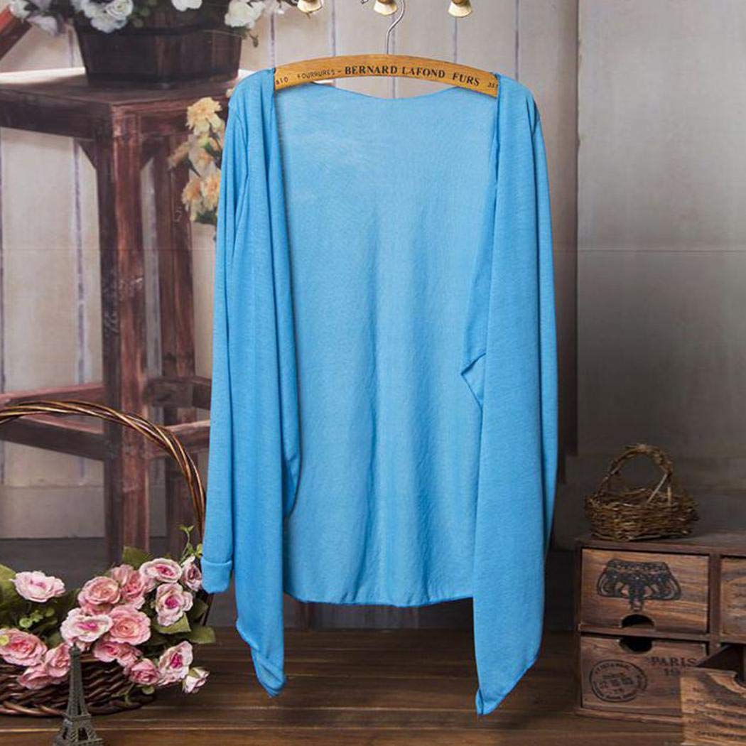 Kisshes Women\'s Long Sleeve Front Open Cardigan Outwear Sweater Tops Ultra-Light Sun Protection Cardigan Cover-Ups Sky Blue