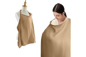 ETOMIEL Muslin Nursing Cover for Baby Breastfeeding, Privacy Feeding Cover for Mom Breathable, Soft Cotton Nursing Apron with Hard Hoop(Brown)